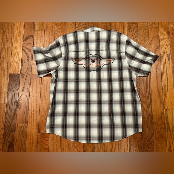 Harley Davidson Button Down Up Shirt Biker 2XL XXL Knucklehead Panhead Plaid - Picture 8 of 10